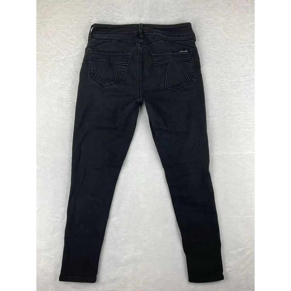 Seven‎ 7 Womens Mid Rise Black Legging Jeans Size 12